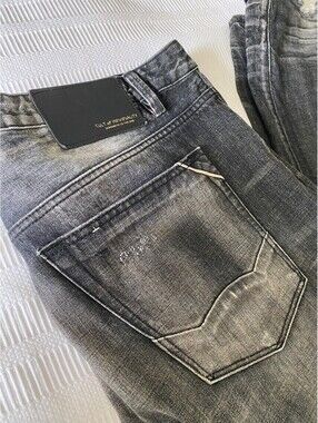 Cult Of Individuality Japanese Selvedge Denim Distressed Black Jeans Men's 42x33